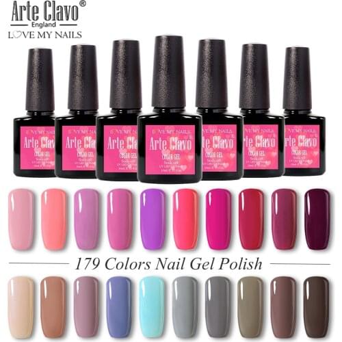 Arte Clavo 179 Colors UV Gel Nail Polish Semi Permanent Lucky Nails Gel Varnish Art LED Lamp Nail Polish Soak Off UV Gel Lak