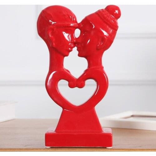 RED CERAMIC LOVERS HOME DECOR CRAFTS ROOM DECORATION CERAMIC HANDICRAFT ORNAMENT PORCELAIN FIGURINES WEDDING DECORATIONS