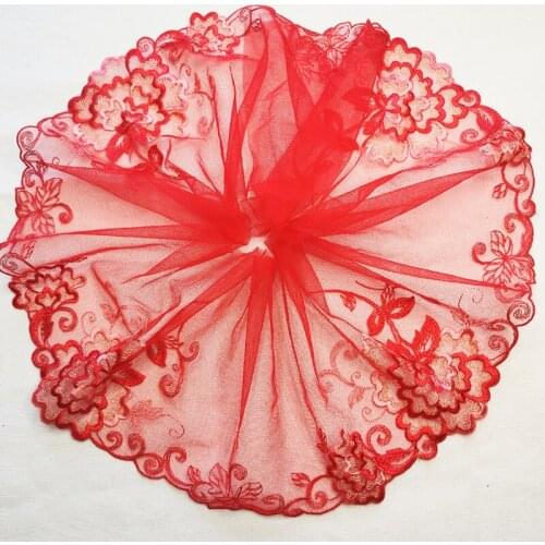 2Meters Red Handmade DIY Guipure Embroidery Mesh Tulle Lace Trim Tail Laces Fabric Garment Accessories 18cm