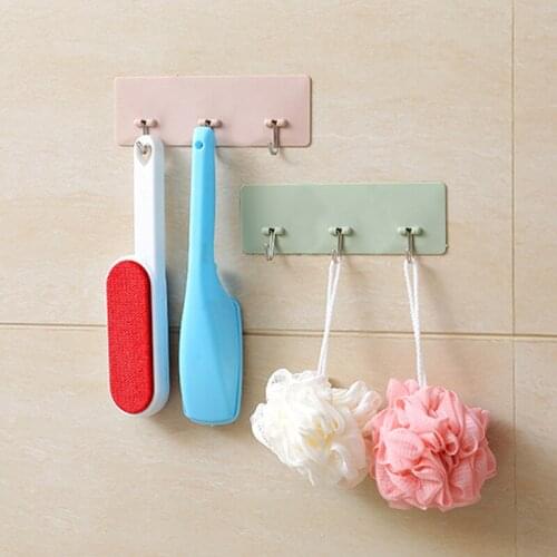 2020Hot 3 Hooks Shelf Hanger Bathroom Kitchen Organizer Hanger Adhesive Hooks Stick On Wall shelf Hanging Clothes Towel Holder