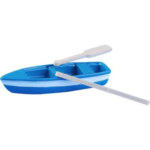 DIY Resin Model Small Blue Boat Figure with Paddles for DIY Layout Scenery Microlandschaft Decoration Ornament Crafts Sand Toys
