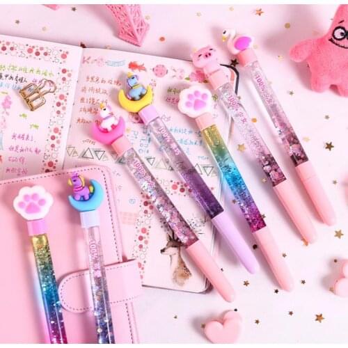 Cartoon Unicorn Quicksand Black Ink 0.5mm Gel Pens Stardrone Students Gel-Pen Writing Supplies Office & School SN1350
