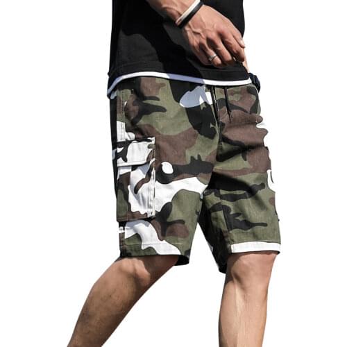 Prowow 2021 Summer Mens Outdoor Camouflage Cargo Shorts Pocket Cotton Casual Half Pants Mid Waist Drawstring Loose Shorts 7XL