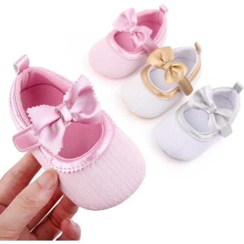 Baby Shoes 0-18m Princess Newborn Infant Baby Girls Shoes Baby Bow Soft First Walkers Non-slip Footwear Crib Shoes First Walker