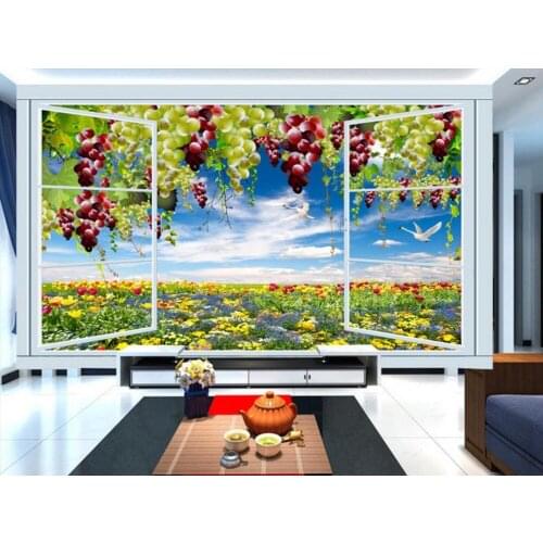 Custom Mural Wallpaper Outside the sea grapes Stereoscopic 3d Wallpaper Mural For Walls Non-woven Background Wall