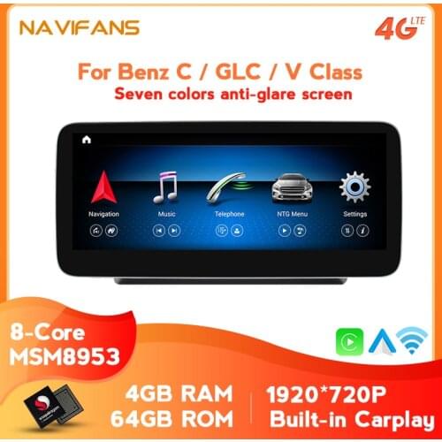 NAVIFANS 8 CORE Android 10 For Mercedes Benz C Class W205 X253 W446 GLC Class Car Radio gps multimedia navigation no dvd player
