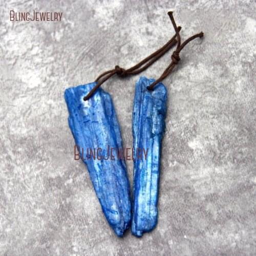 Raw Rough Blue Kyanite Point Beads Pendant Healing Crystal Point Pendant PM27146