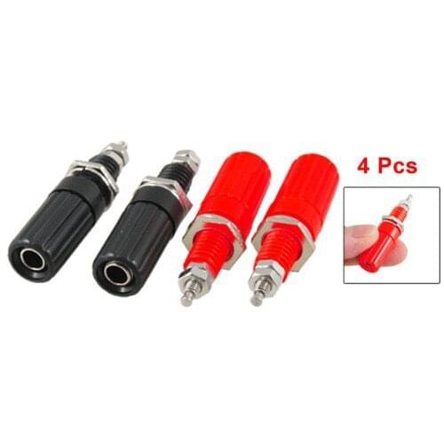 New 4 Pcs Metal Body 4mm Female Banana Socket 7mm Thread Binding Post Terminals
