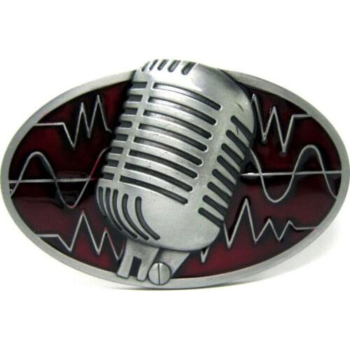 T-DISOM New Design Microphones Belt Buckle Oval Musical Buckles For Jeans Red Plating Suitable For 4cm Width Belt Drop shipping