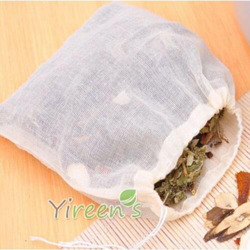Wholesale 100pcs 180 X 200mm pure cotton Filter bag with strings Natural cotton Yarn bag No bleach Tea Medicine Decorating bags