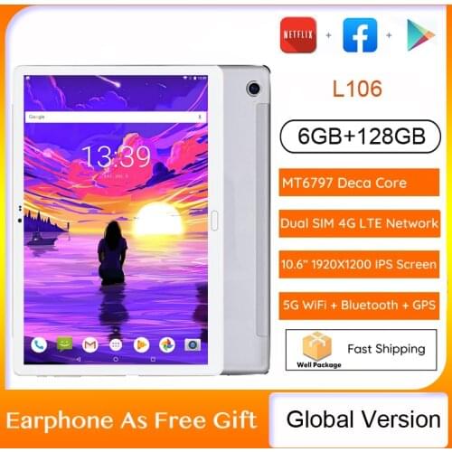 L106 Tablet Pc MT6797 Deca Core Phone Call Tablet Pc 4G Lte 6GB RAM 128GB ROM Tab 5MP + 13MP tablets 10.6 inch tablets android