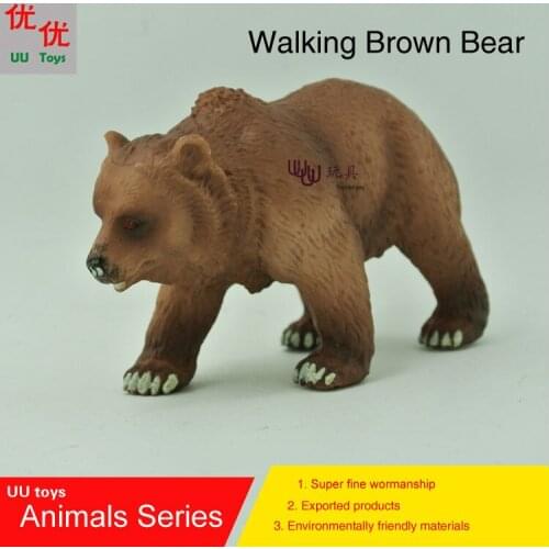 Hot toys:Walking Brown Bear Simulation model Animals kids toys children educational props