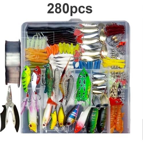 Portable Multi Fishing Lure Mixed Colors Plastic Metal Bait Soft Lure Kit Fishing Tackle Wobbler Spoon Pesca Peche Artificias