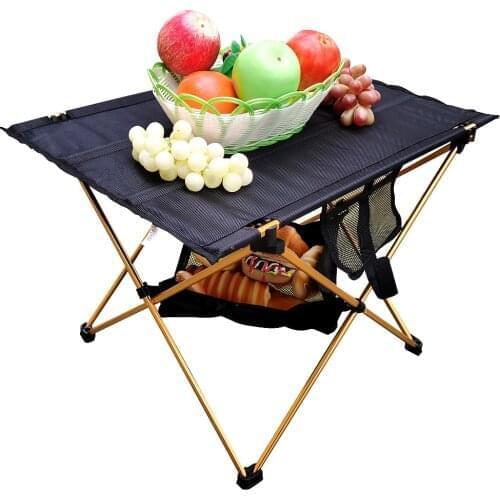 Outdoor Practical Folding Aluminium Alloy Table Camping Picnic Pouch Organizer Supplies Oxford Cloth Bag and Net Bag