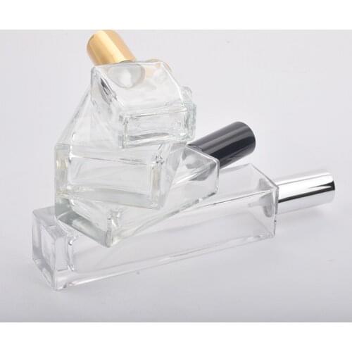 15ml 30ml 50ml Clear Mini Sample Refillable Perfume Spray Glass Atomizer Bottle With Black Golden Silver Lid