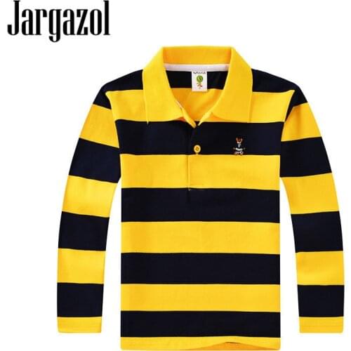 Polo Shirt Kids Clothes Tops Color Stripes Turn-down Collar Autumn Long Sleeve Polos Baby Boy Camisetas Boys Shirts Teen 3T-15T