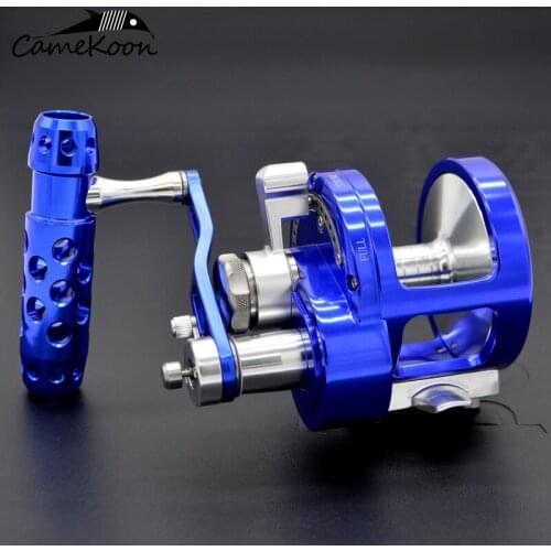 CAMEKOON off shore 25kg lever drag fishing coil 4.5:1/2.1:1 boat trolling reel Two Speed PE 5#-450M saltwater jigging fishing