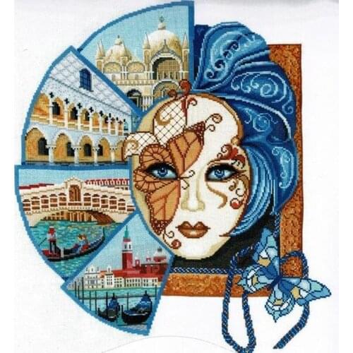 Top Manufacturer Embroidery Venetian Mask Cross Stitch Modern Designs with 100% Cotton Flosses & Free Shipping for Home Decor