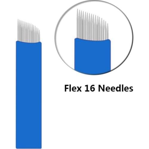 100PCS blue 14 16 18 Pin U Shape Tattoo Needles Permanent Makeup Eyebrow Embroidery Blade For 3D Microblading Manual Tattoo Pen