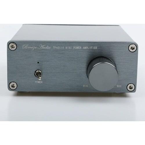 Breeze Audio TPA3116 2.0 HiFi Audio Stereo Digital Power Amplifier Advanced 2*50W Mini Home Aluminum Enclosure amp DC12-24V