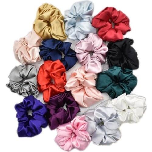 3.9 inch Women Silk Scrunchie Elastic Handmade Multicolor Hair Band Ponytail Holder Headband Hair Accessories