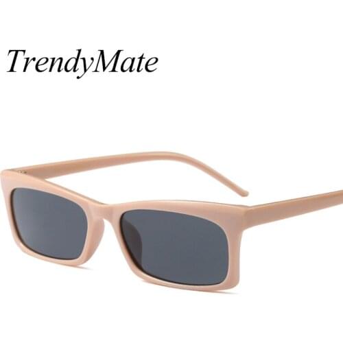 TrendyMate New Arrival Metal Hinge Women Small Square Sunglasses Fashion Men Clear Pink Shades Sun Glasses for Women UV400 1373T