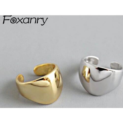 Foxanry Minimalist 925 Sterling Silver Stud Earrings for Women Couples New Trendy Smooth Elegant Birthday Party Jewelry Gifts