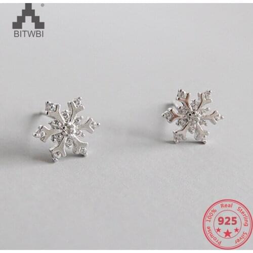 2018 Fine Jewelry High Quality 925 Sterling Silver Earrings for Women Exquisite Dazzling Zircon Snowflake Earrings