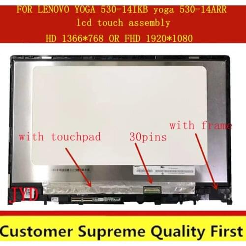 Genuine 14.0 HD FHD lcd display FOR LENOVO YOGA 530-14IKB yoga 530-14ARR 530-14 TOUCH SCREEN DIGITIZER LCD ASSEMBLY 81H9