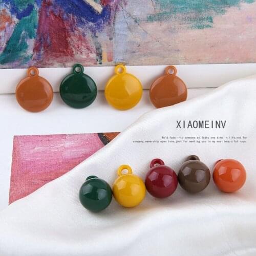 10pcsJapanese Solid Color Ball Round Resinpendant Trendy Earrings for Women Diy Jewelry Accessories Resin New Hot Sale Fashion