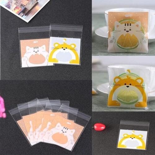 100pcs Self Adhesive Cookie Candy Package Gift Bags Plastic Biscuits Snack Baking Package Bags Cellophane Birthday Cookie bag