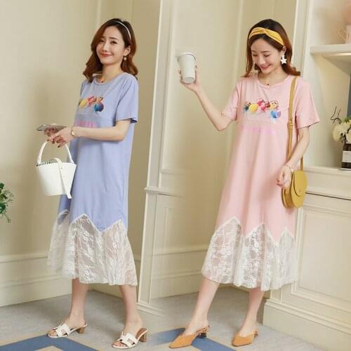 1819# Maternity Clothes Mid-Long Nursing Dress Summer Gauze Patchwork Breastfeeding Dress