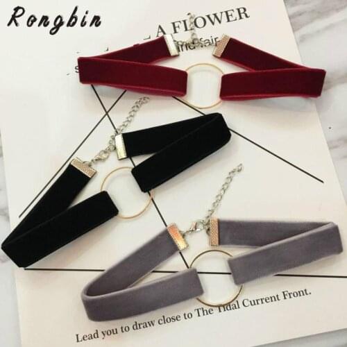 2019 Simple Black Velvet Choker Necklace For Women Geometric Circle Chocker Chokers Maxi Necklaces collares Collier Femme