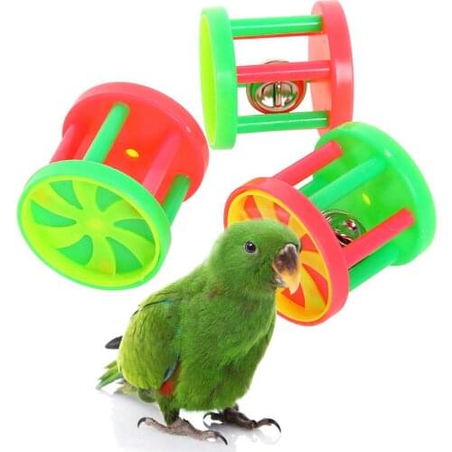 3pcs Bird Roller Rattles Toys Parrot Foot Toys Foraging Chewing Bell Training Trick Toys Play Gym Accessories for Small Parrots