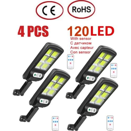 4pcs tabular oblong 120LED Solar Light Outdoor Solar Lamps IP65 Waterproof sunlight for Garden Decoration Spotlights motion sens