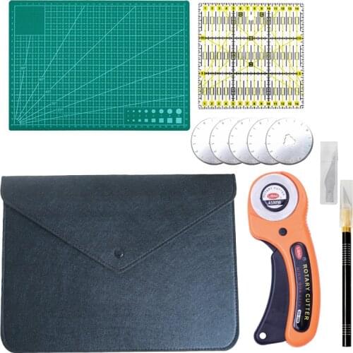 5Pcs Sewing Cutting Tool 45mm Rotary Cutter Carving Knife Patchwork Ruler Cutting Mat for Fabric Leather Cloth Quilting Supplies