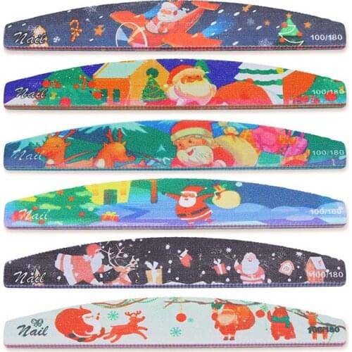 6 Pcs/set Christmas Nail Spong Files Professional File 2 Sides Sanding Buffer Block Nail Buffer For Nail Polishing Manicure Tool