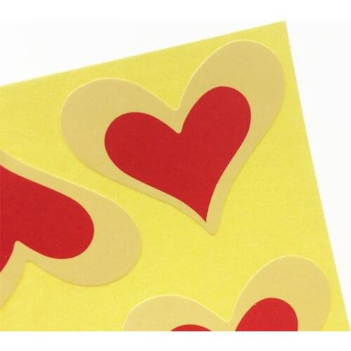 90PCS/Lot Red Romatic Heart shape Kraft paper seal Sticker for Handmade Products New Year Gift package label