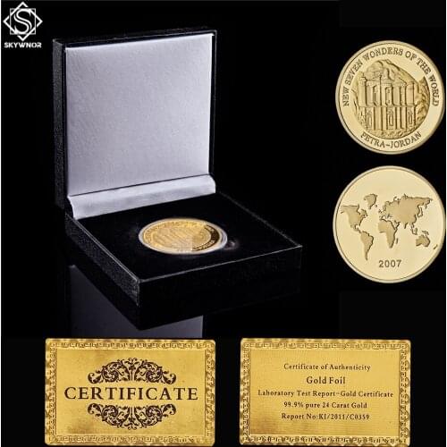 Asian Petra Jordan Medal Commemorative Memorial Coin New Seven Wonders of the World Collectible Coin W/ Luxury Box