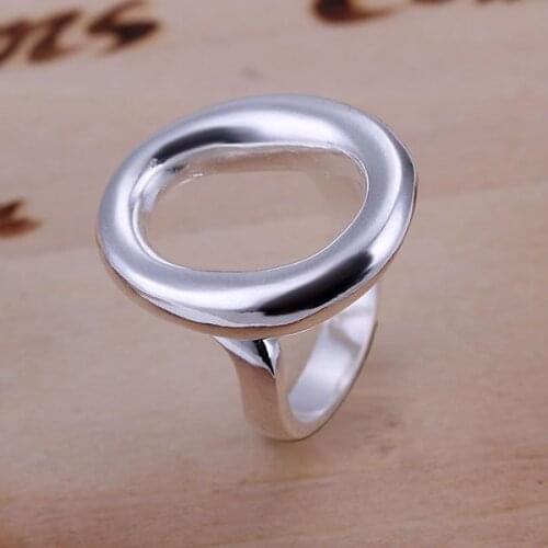 Free Shipping 925 Sterling Silver Ring Fine Fashion Simple O Opening Silver Jewelry Ring Women&Men Finger Rings SMTR008