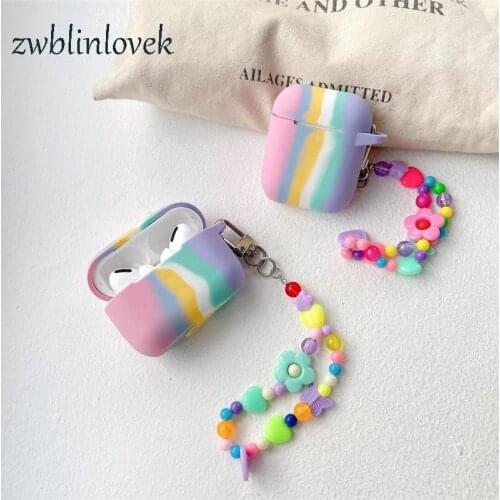 For Airpods Case 1 2 Rainbow Colors Chain Charging Box Personality Audio Silicone Headphone Protect Cover Accessories