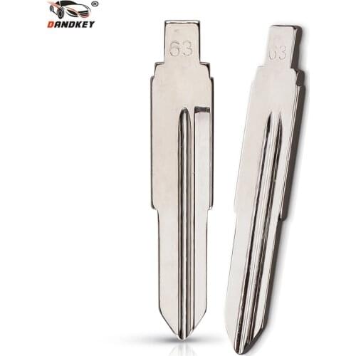 Dandkey 10pcs/lot Metal Blank Uncut Flip KD Remote Key Blade Type #63 For Chery QQ6 NO. 63 Blade Fob Replacement