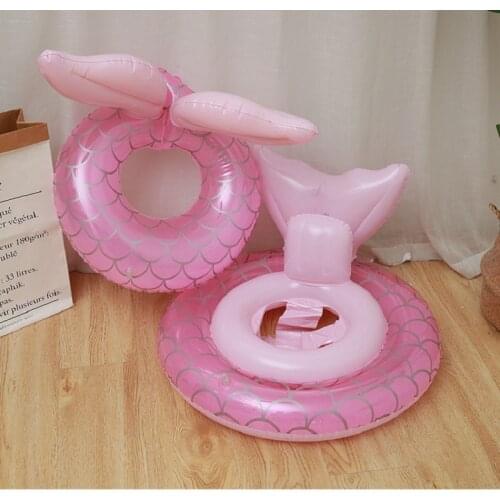 Childrens Mermaid Inflatable Swimming Ring Floating Bed Swim Circle Baby Seat Swimming Seat Summer Pool Party Toy