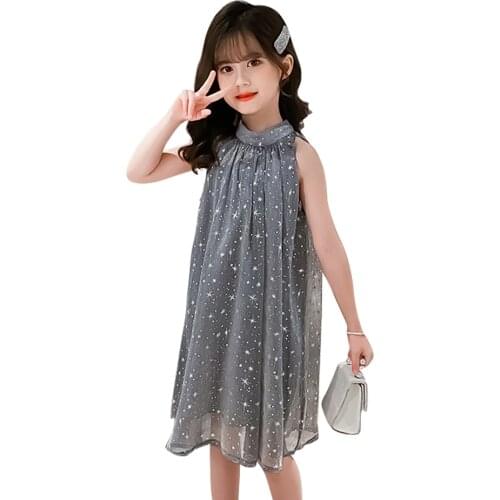 Girl Pricness Dresses Star Pattern Girl Child Dress Summer Kid Dress Casual Style Childrens Clothing 6 8 10 12 14