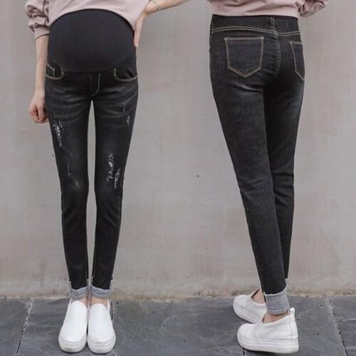 Pregnant women jeans pregnant women nine points pants spring and autumn clothing new Korean version of small feet trousers penci