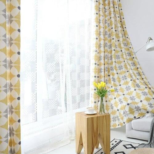 European cotton linen shading curtain printed curtain screens for living rooms , bed rooms