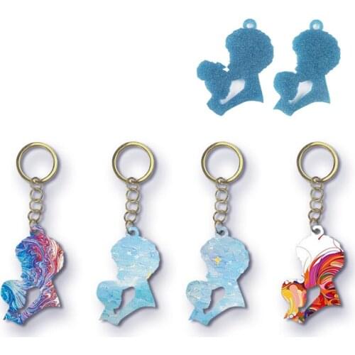Mother-child Keychain Crystal Epoxy Pendant Resin Mold Mothers Day 1PCS DIY