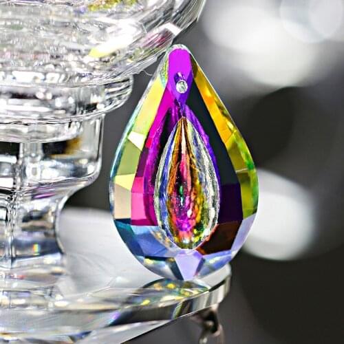 H&D Colorful Lamp Prisms Parts Loquat Shape Chandelier Glass Crystals Hanging Drops Pendants 38mm (Color-5pcs)