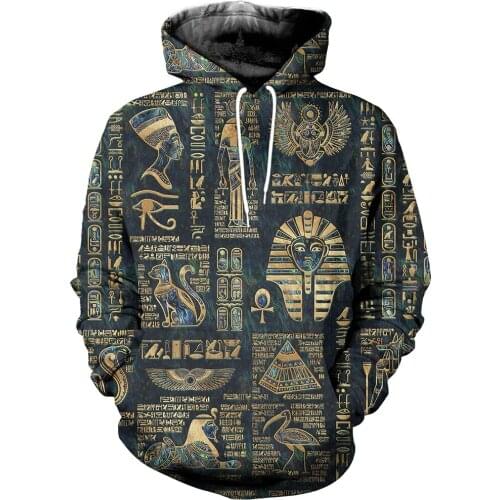 Egyptian Hieroglyphs 3D Print Graphic Hoodie Men 2021 Sweatshirt Streetwear Oversize 5XL Casual Zip Pullover Harajuku Hoodie-02