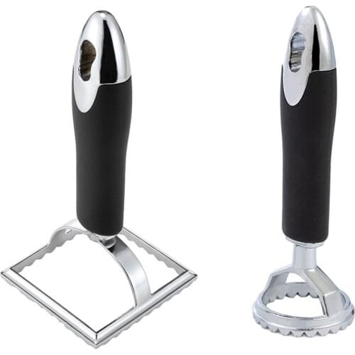 Stainless Steel Ravioli Cutter Pastry Stamps With Wooden Handle Round & Square Biscuit Mold Dumplings, Pasta, Wontons, Biscuits